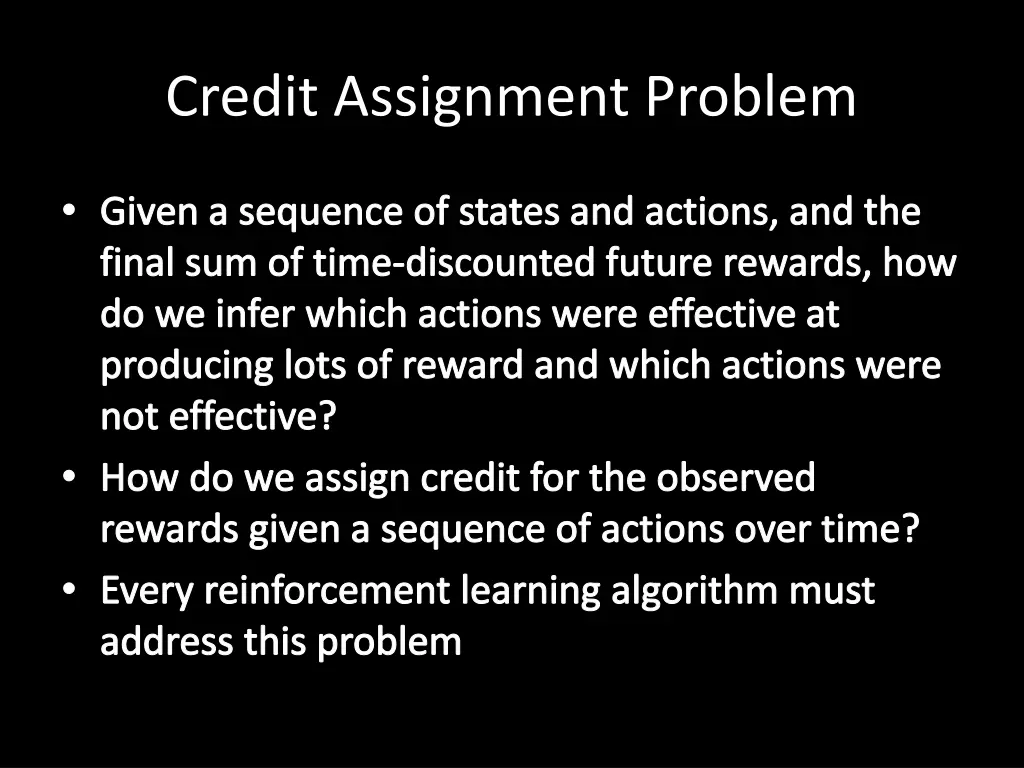 credit assignment problem