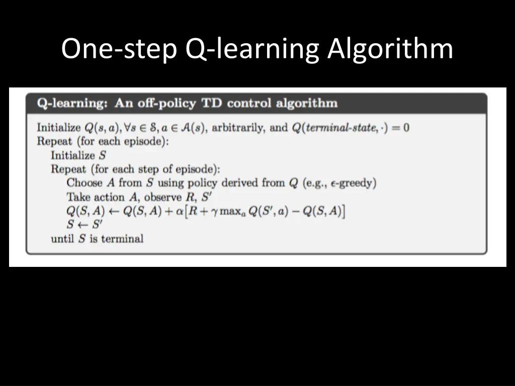 one step q learning algorithm