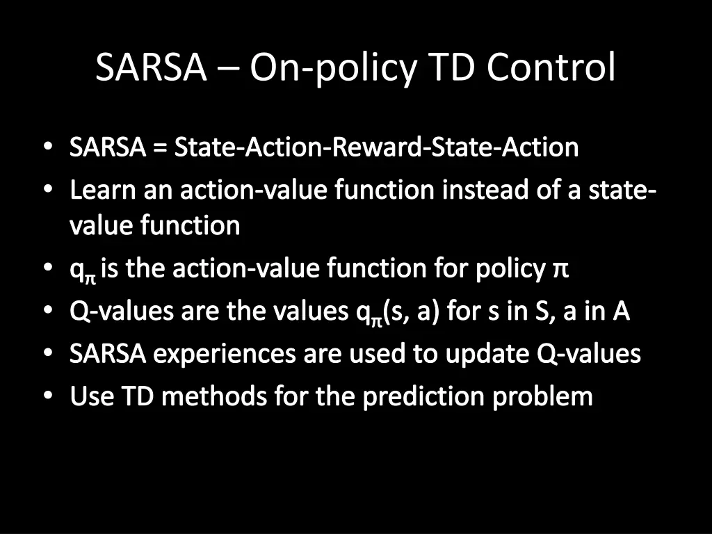 sarsa on policy td control