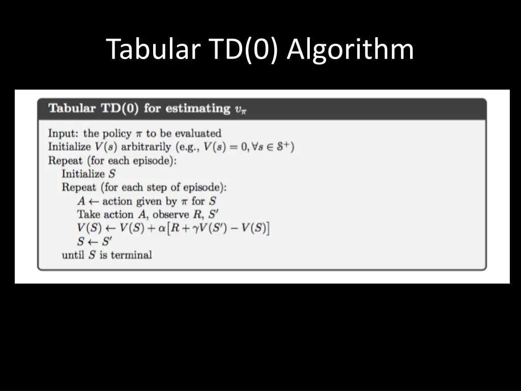 tabular td 0 algorithm