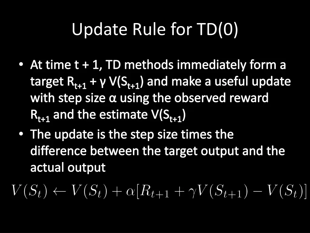 update rule for td 0
