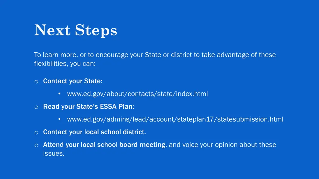 next steps