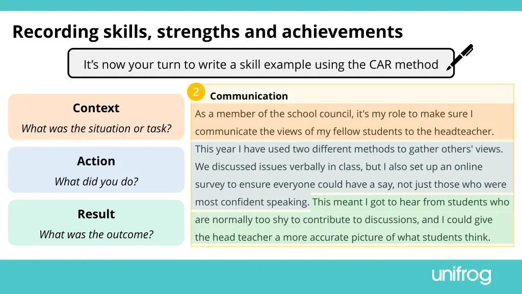 recording skills strengths and achievements 5