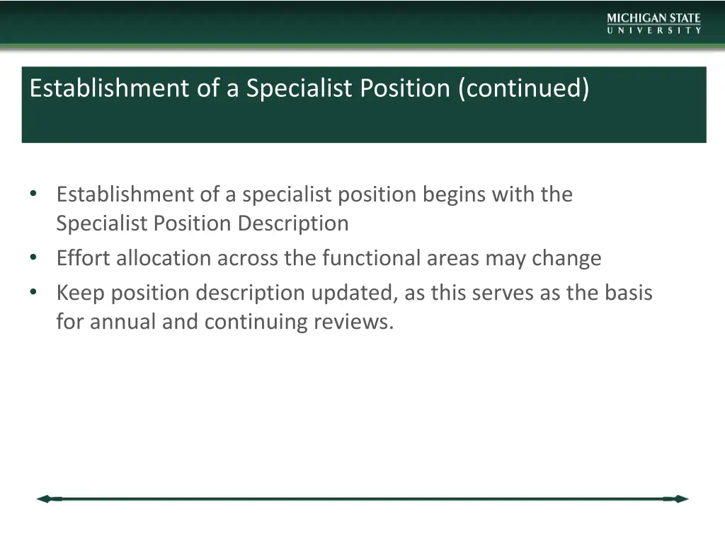 establishment of a specialist position continued 1
