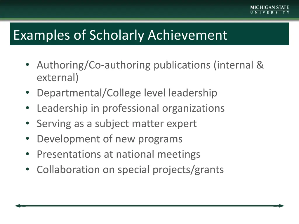 examples of scholarly achievement