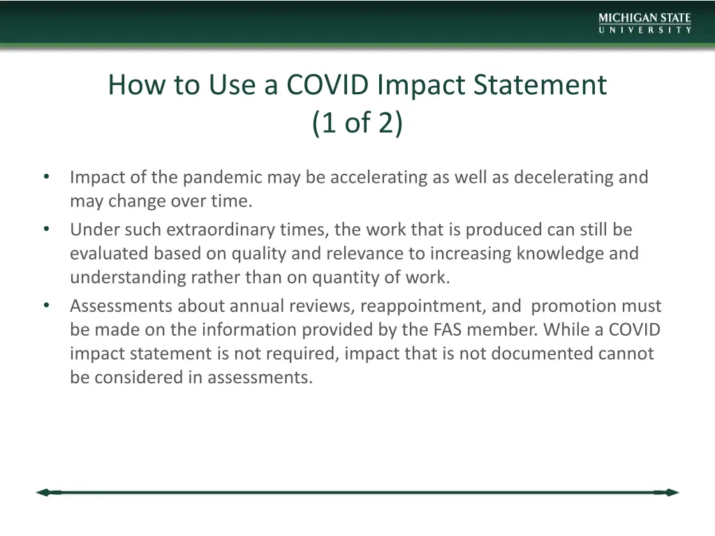 how to use a covid impact statement 1 of 2