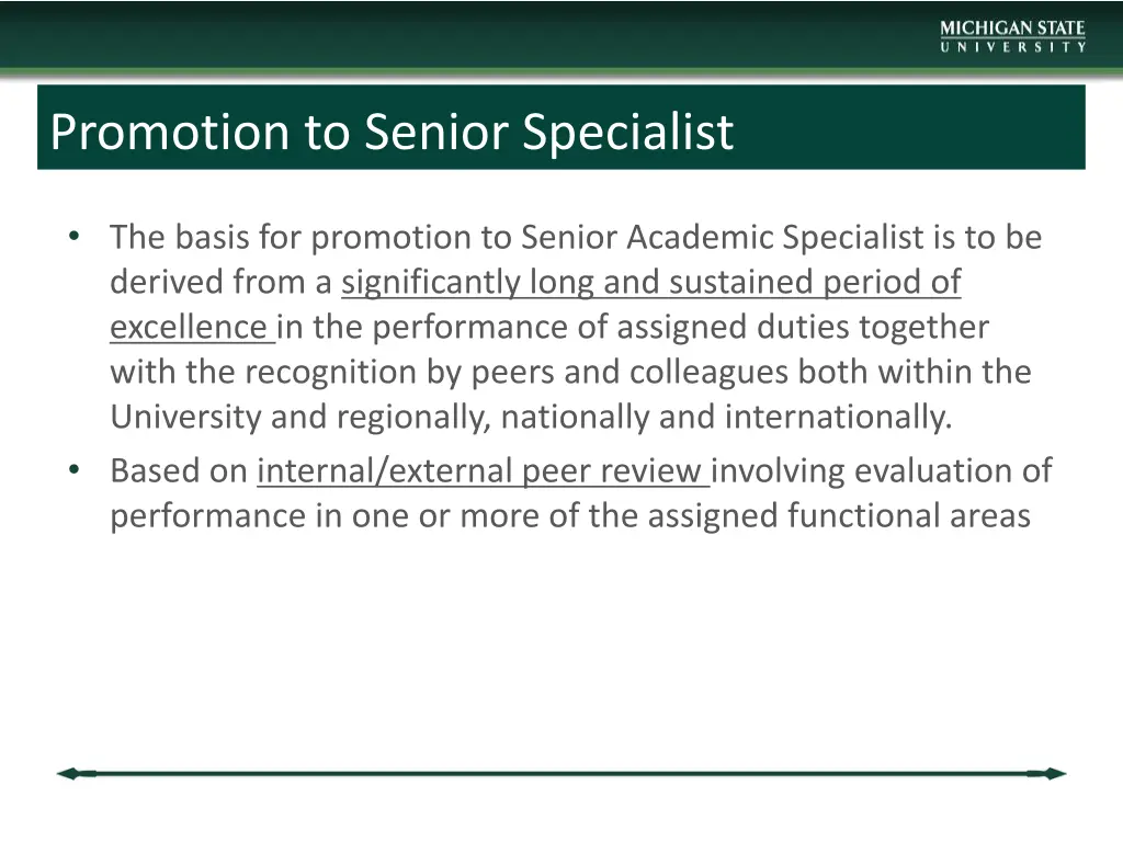 promotion to senior specialist