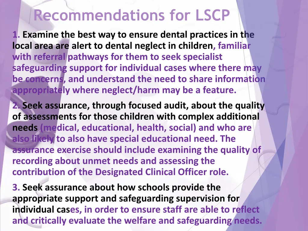 recommendations for lscp