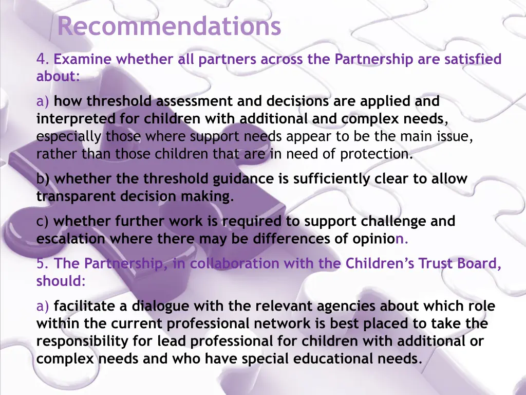 recommendations
