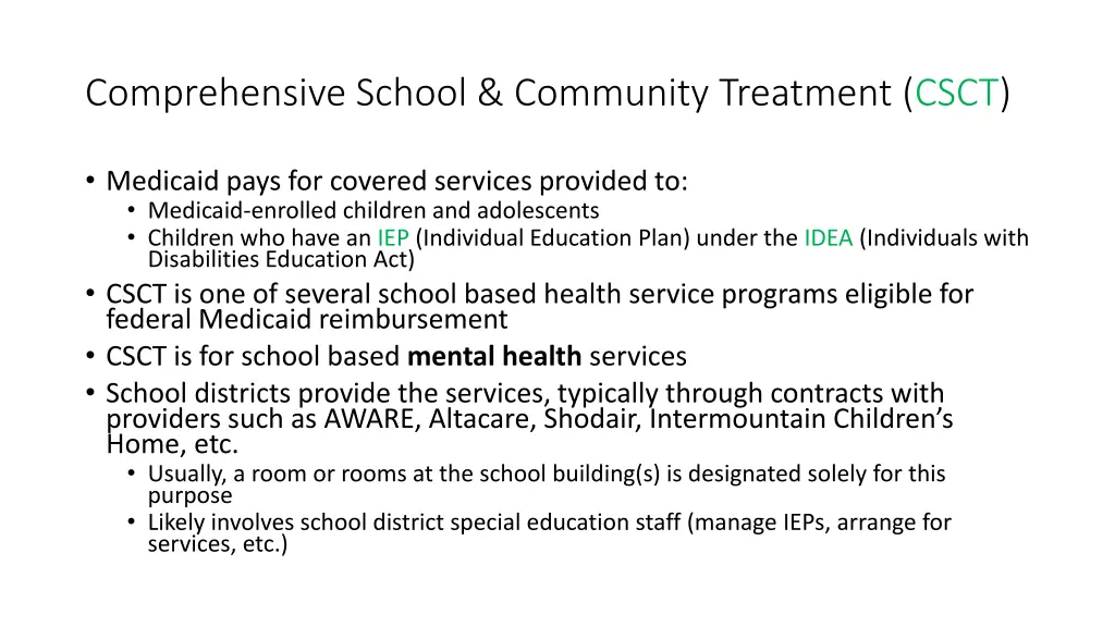 comprehensive school community treatment csct