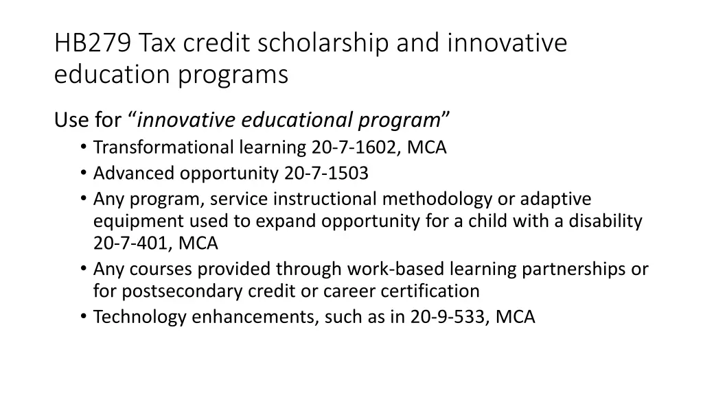 hb279 tax credit scholarship and innovative 2