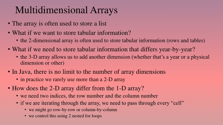 multidimensional arrays
