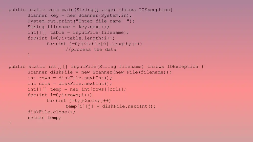 public static void main string args throws