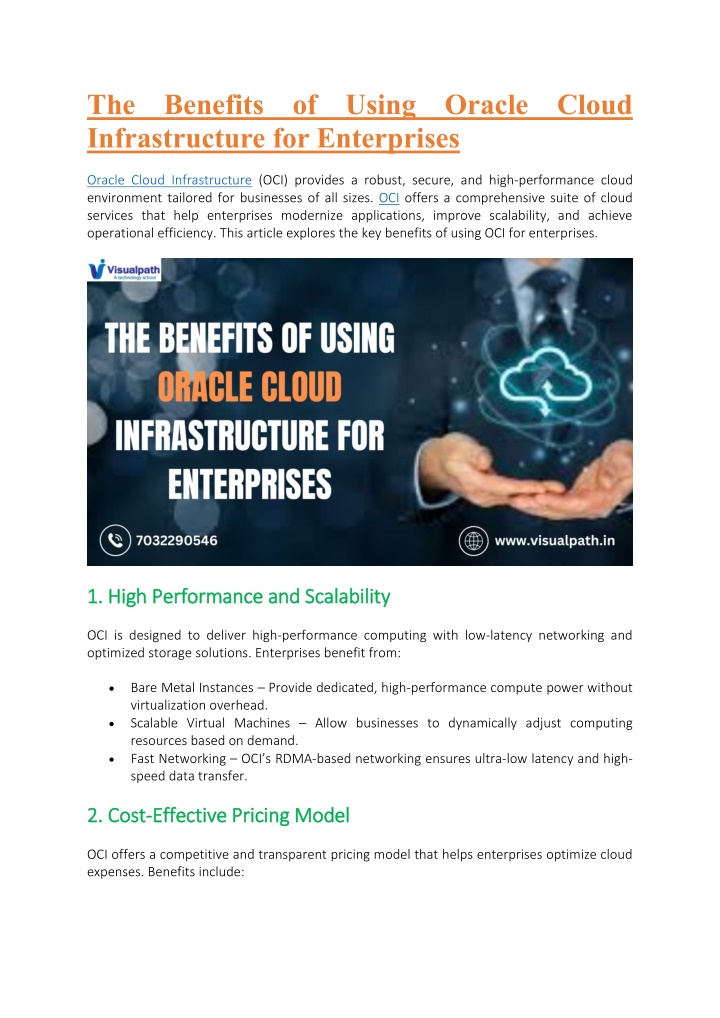 the benefits of using oracle cloud infrastructure