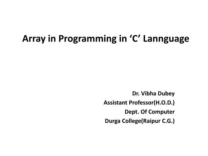 array in programming in c lannguage