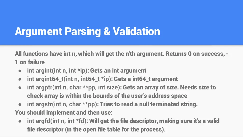 argument parsing validation