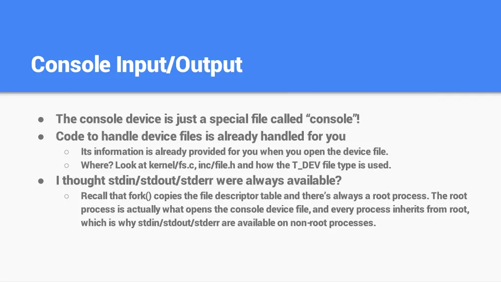 console input output