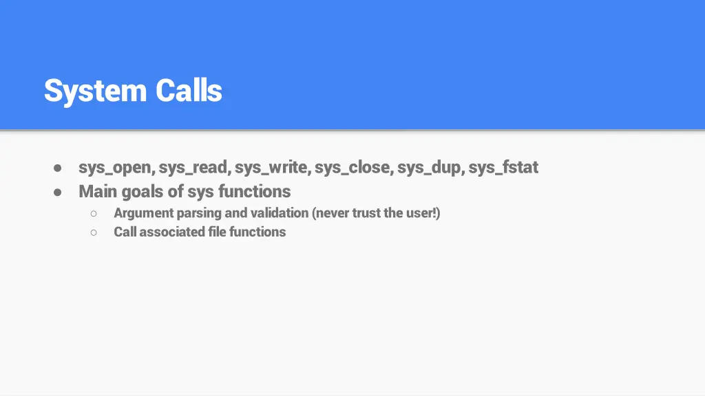 system calls