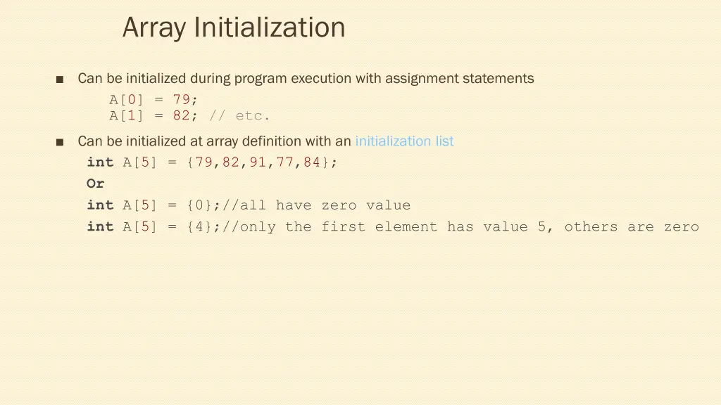 array initialization