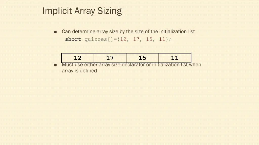 implicit array sizing