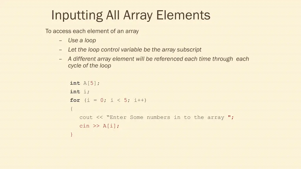 inputting all array elements