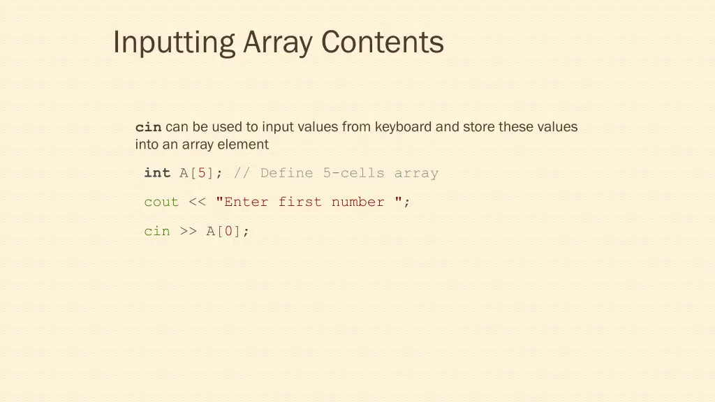 inputting array contents