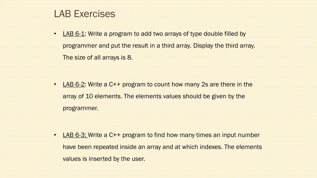 lab exercises