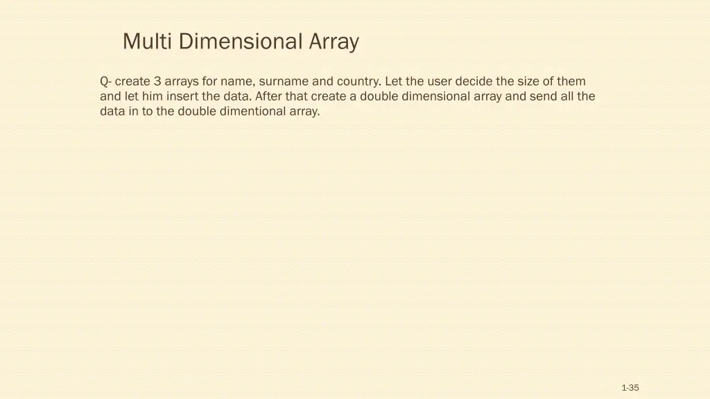 multi dimensional array 1
