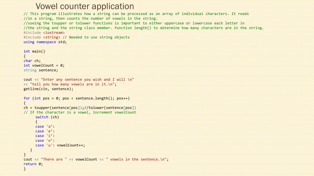 vowel counter application this program