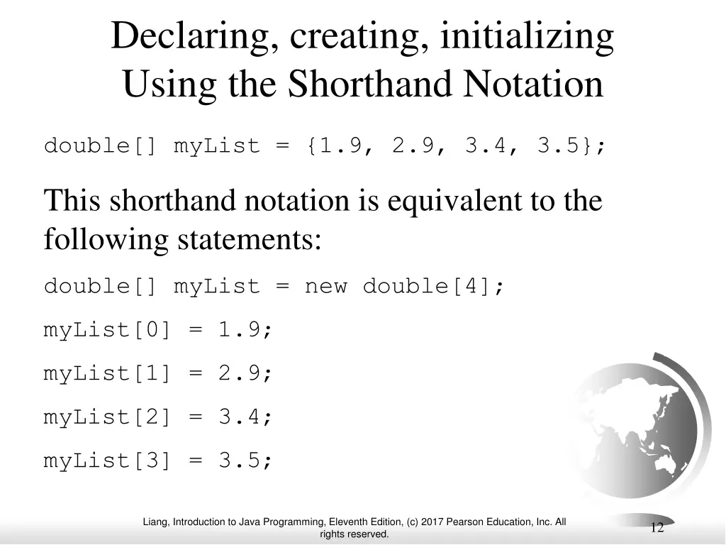 declaring creating initializing using