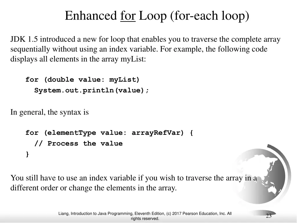 enhanced for loop for each loop