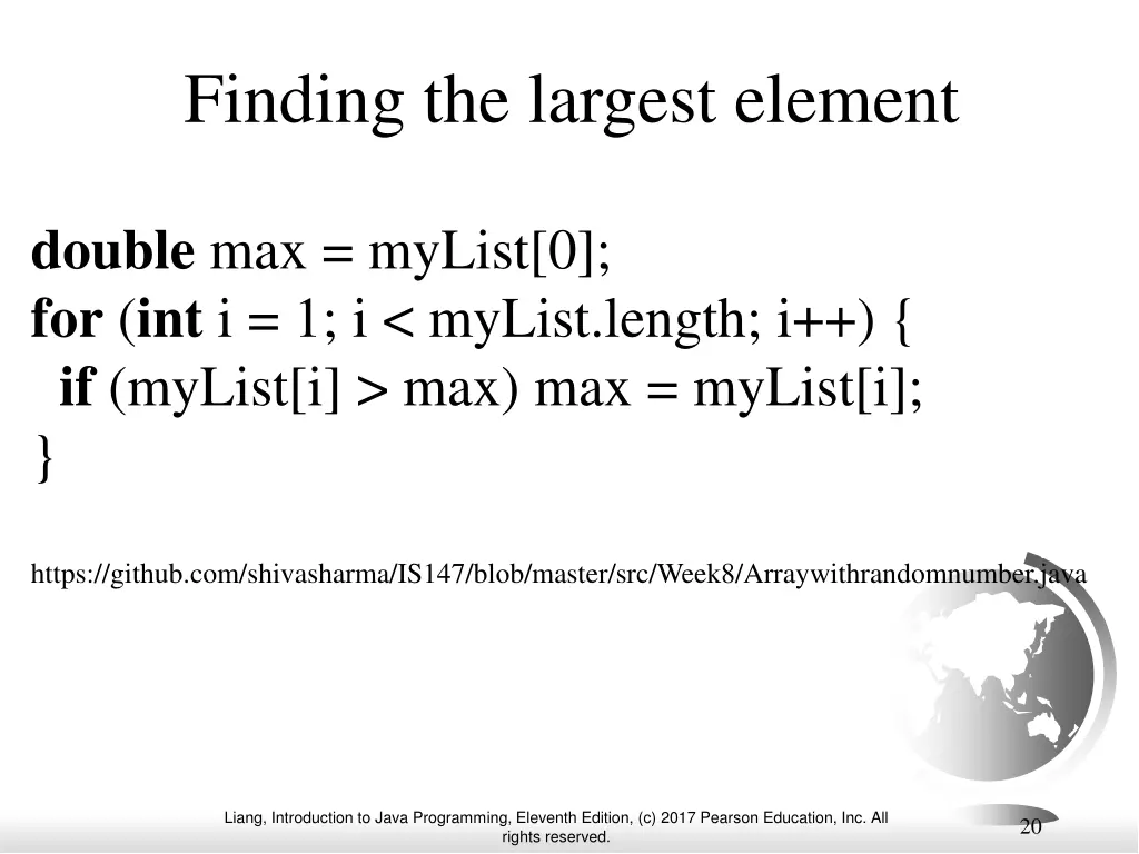 finding the largest element