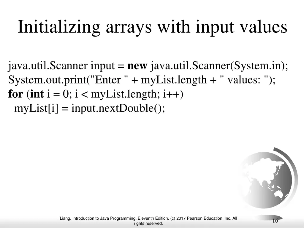 initializing arrays with input values