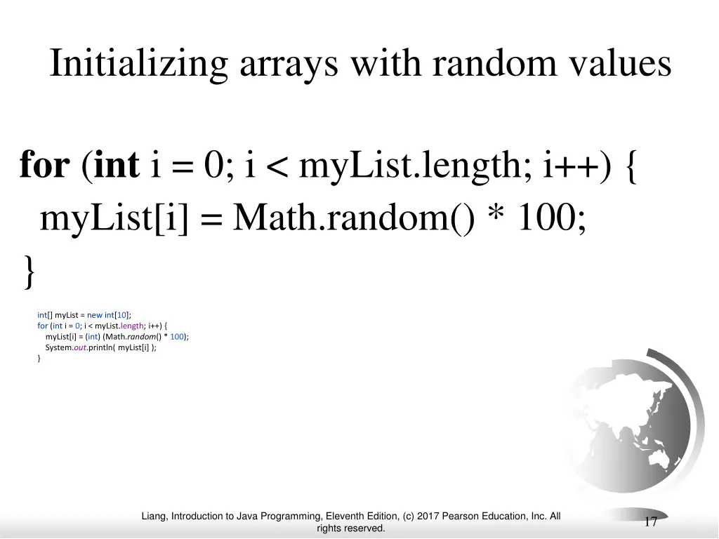 initializing arrays with random values