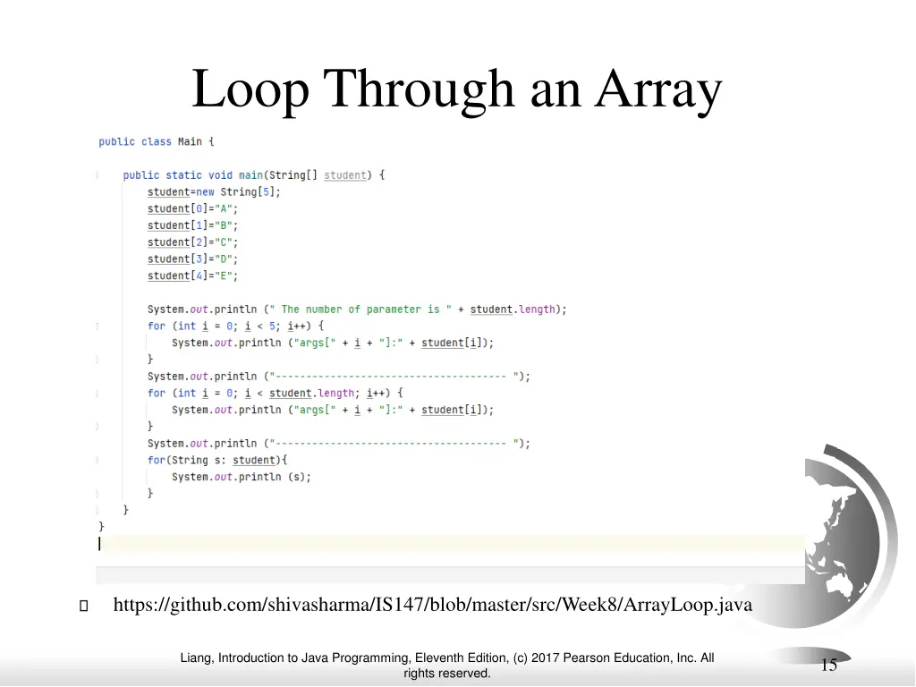 loop through an array