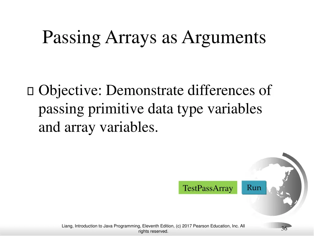 passing arrays as arguments