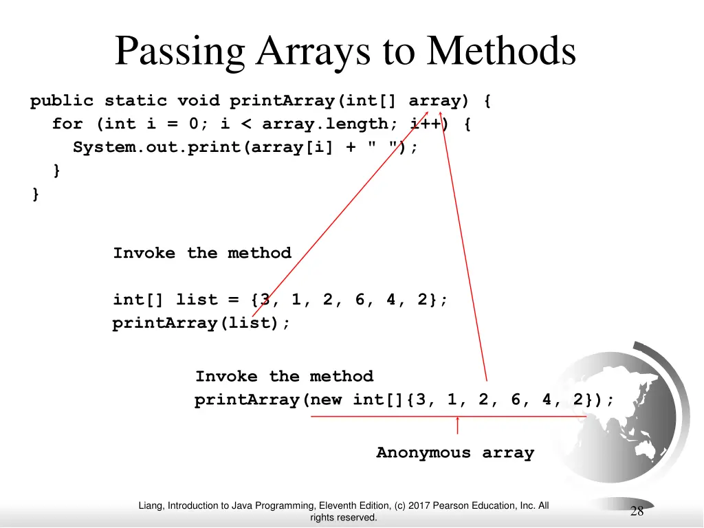 passing arrays to methods