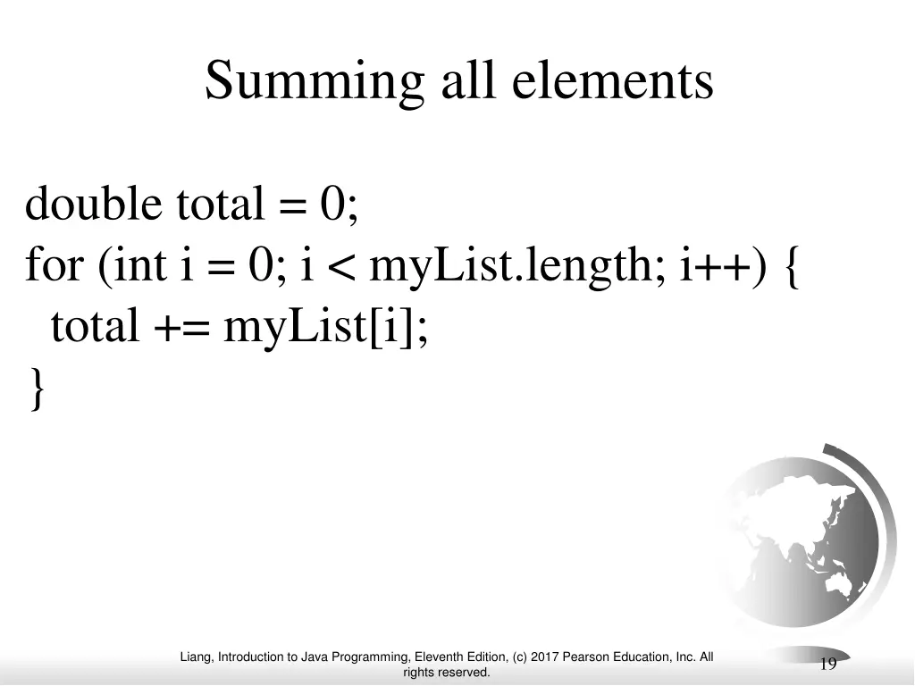 summing all elements