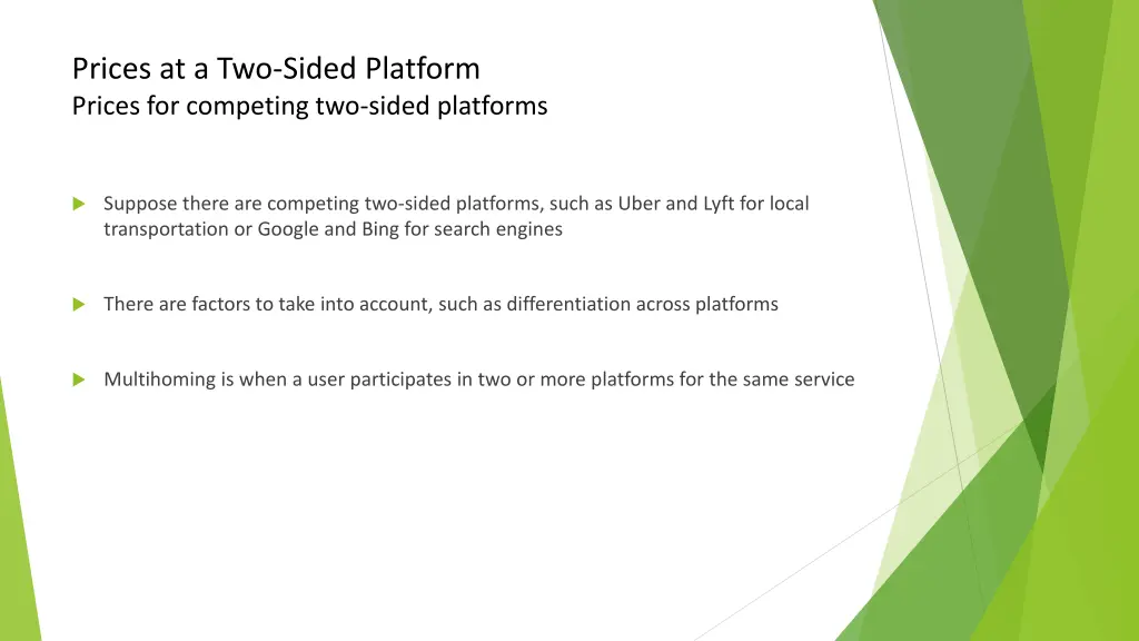 prices at a two sided platform prices