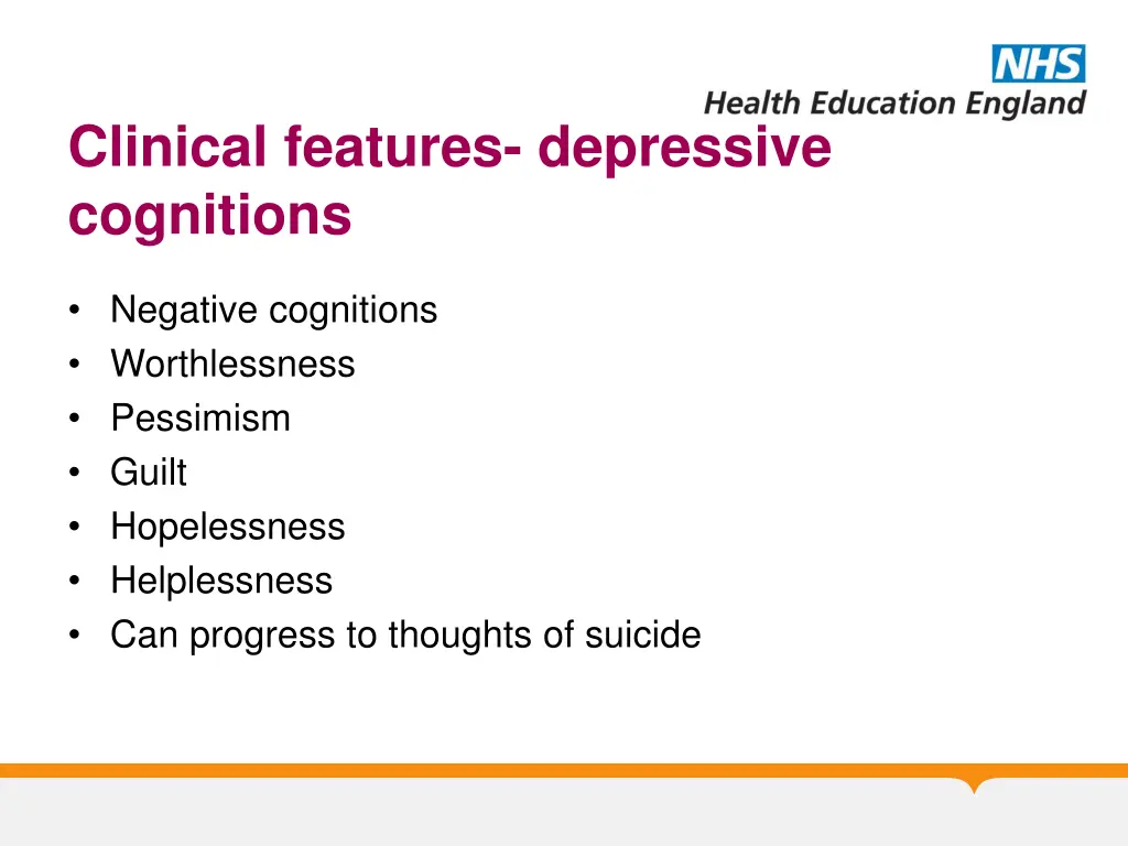 clinical features depressive cognitions