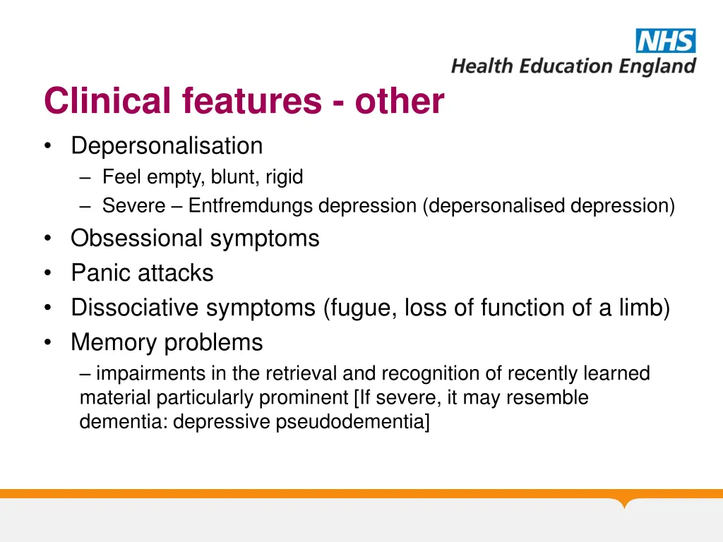clinical features other depersonalisation feel