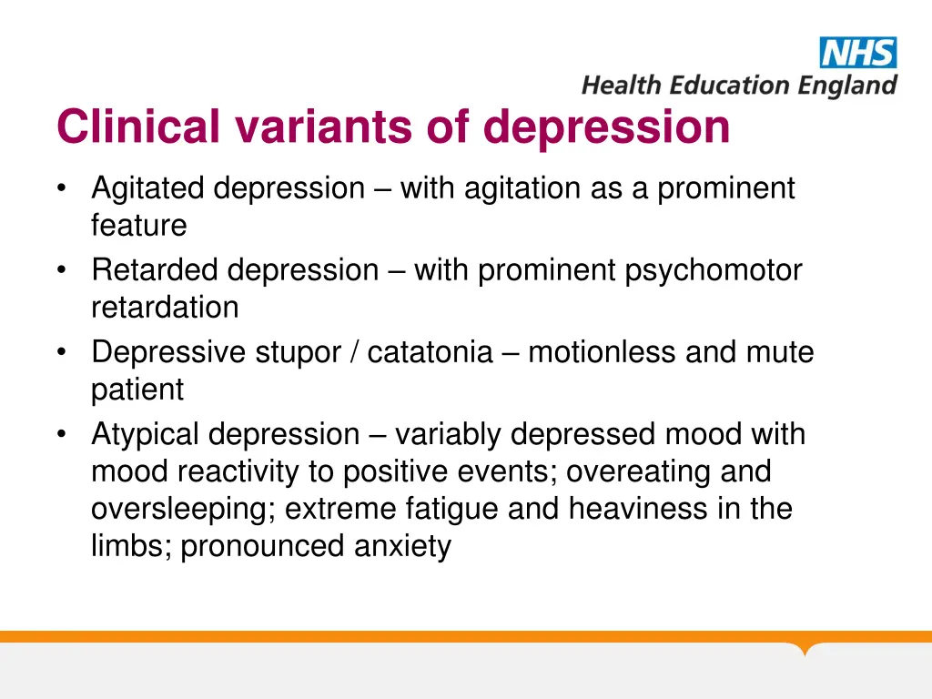 clinical variants of depression agitated