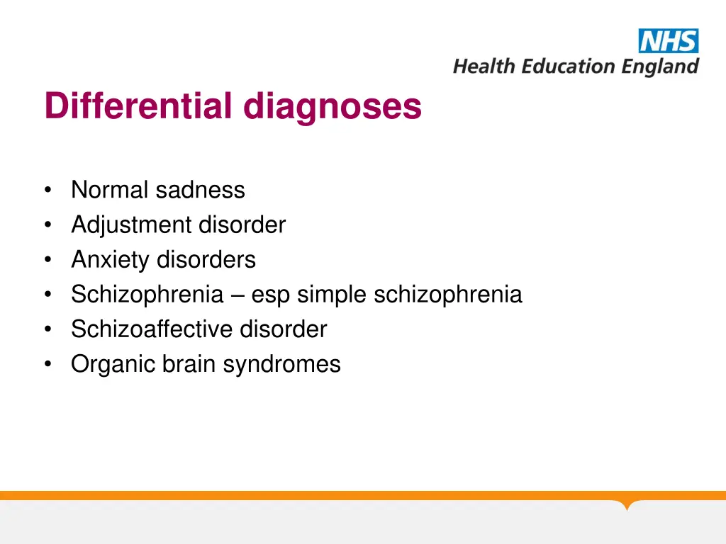 differential diagnoses