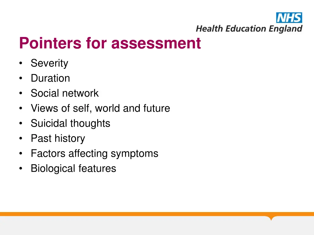 pointers for assessment severity duration social