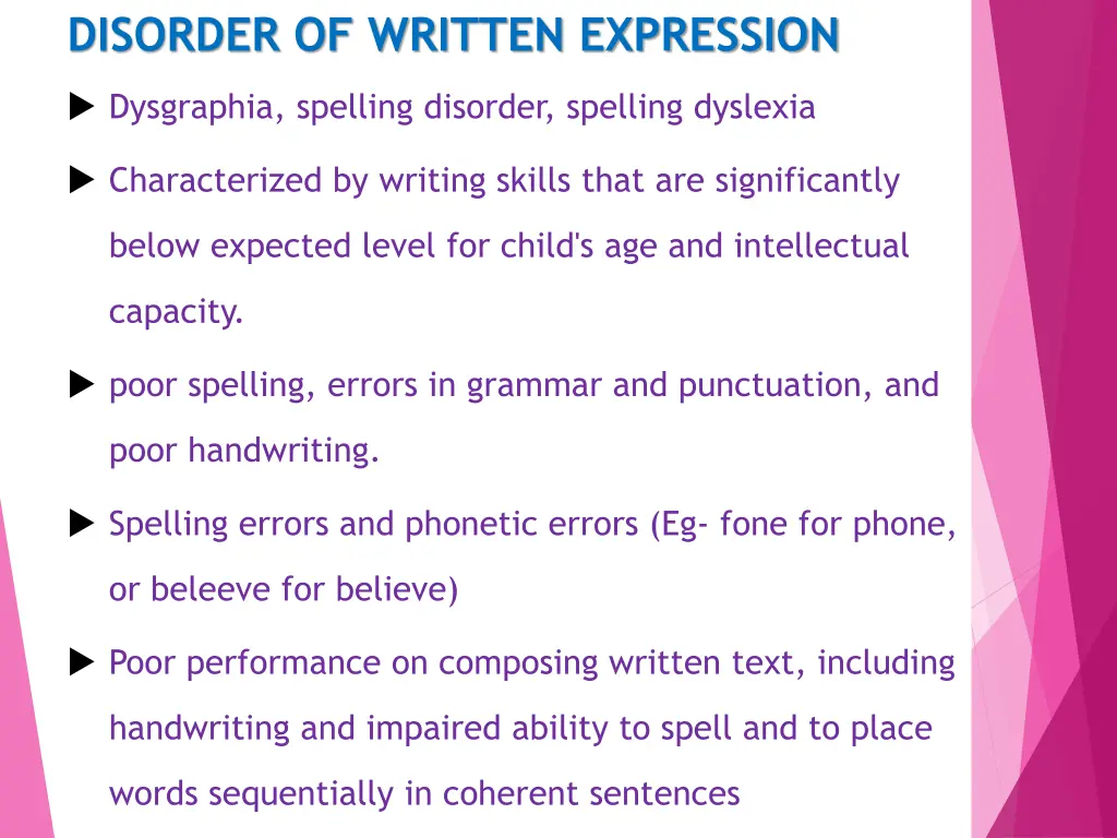 disorder of written expression