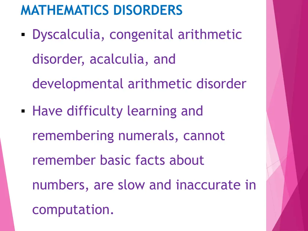 mathematics disorders