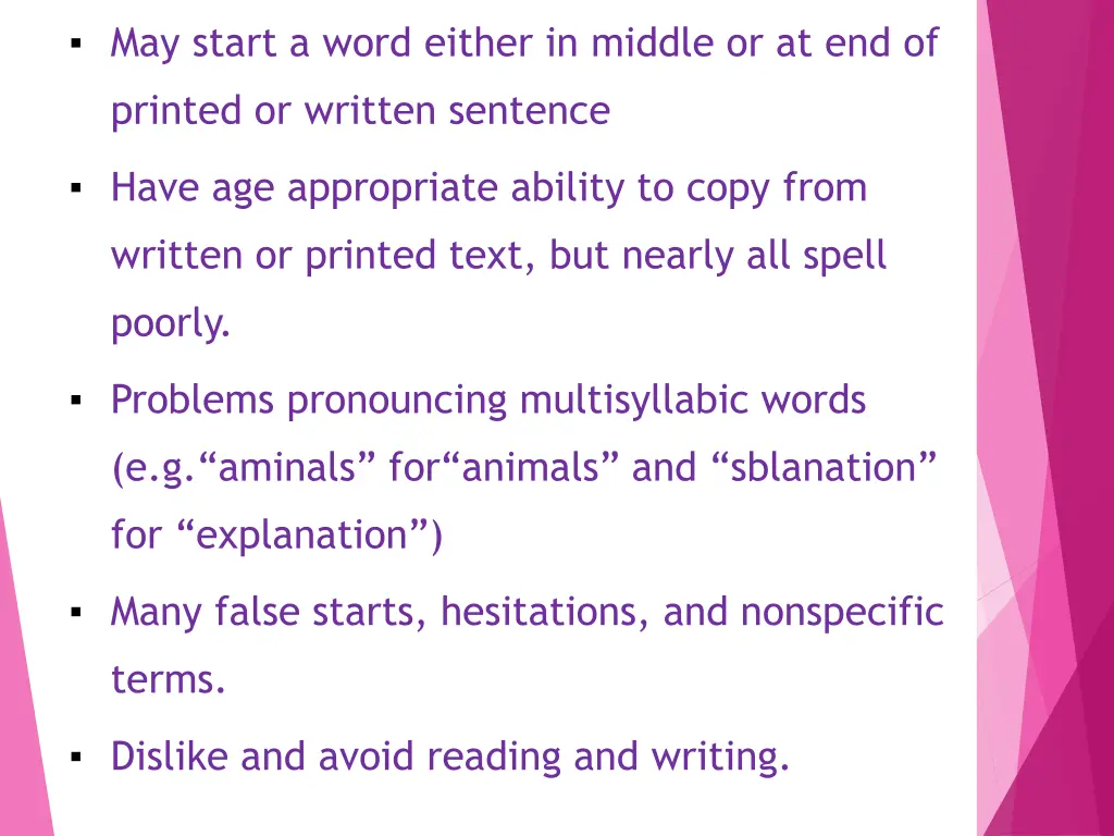 may start a word either in middle