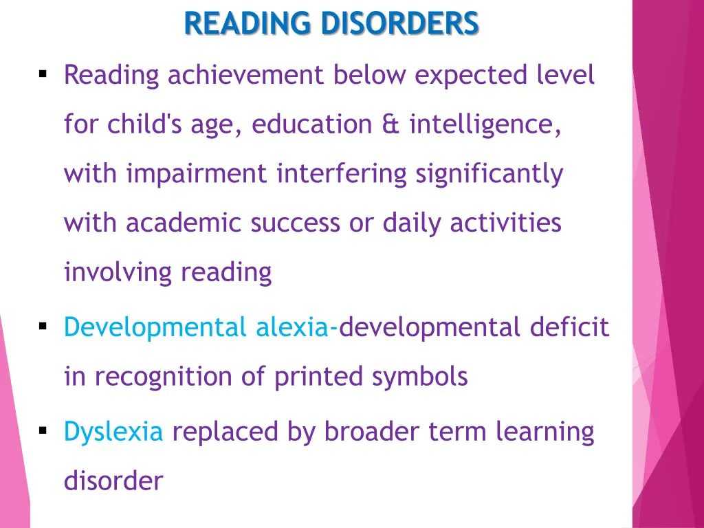 reading disorders