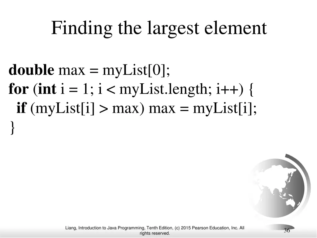 finding the largest element