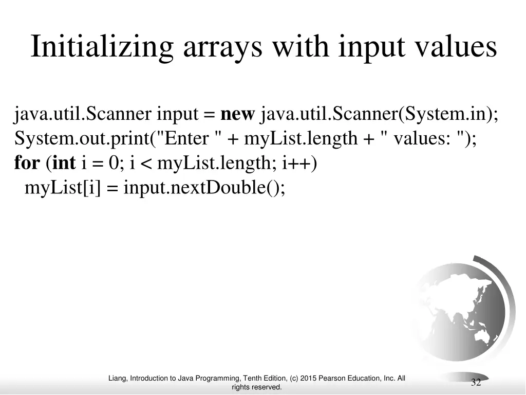 initializing arrays with input values
